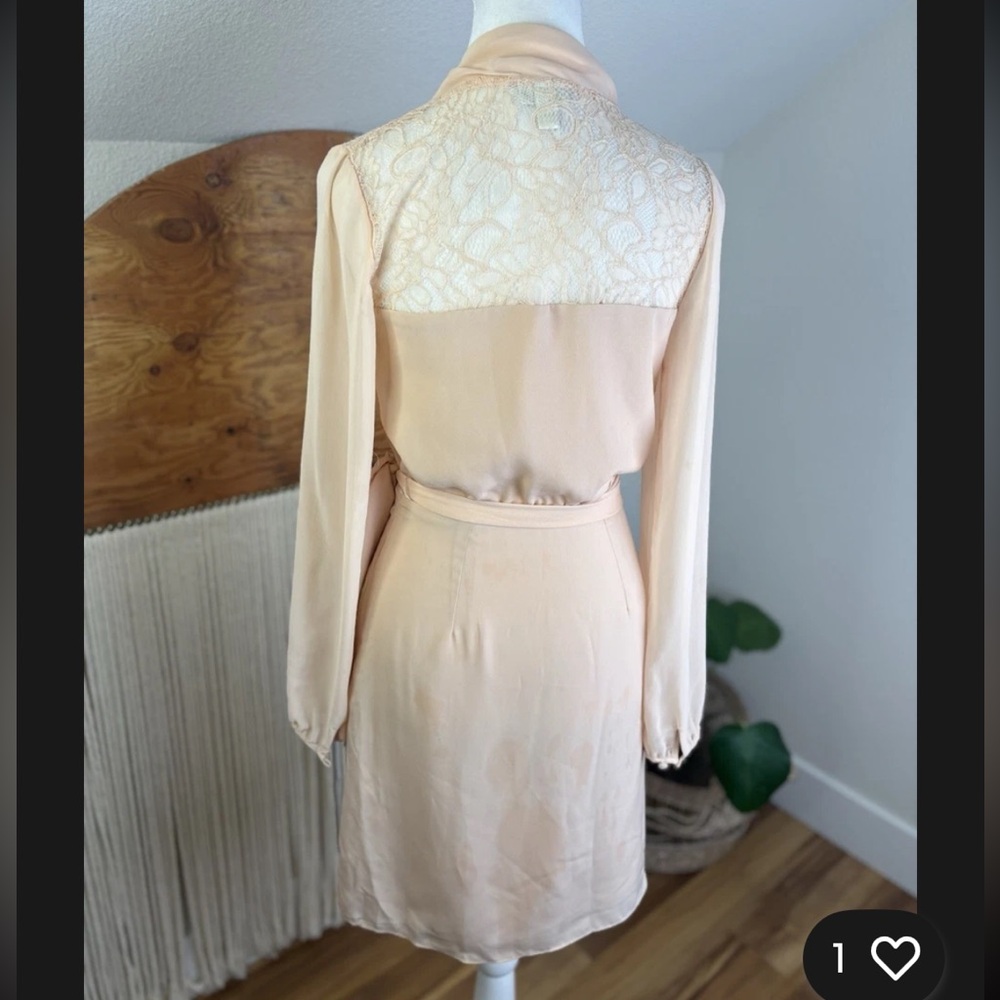 Rodarte vintage peach Floral Silk Wrap Dress Size 11 - Picture 9 of 11